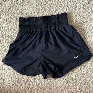 Black Nike High Waisted Thick Band Shorts With Pockets